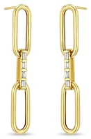 Zoë Chicco Large Paperclip Chain with Baguette Diamond Link Drop Earrings in 14K Yellow Gold at Nordstrom