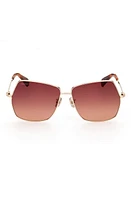 Max Mara 61mm Geometric Sunglasses in Shiny Gold Brown Orange at Nordstrom