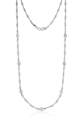 Roberto Coin Dogbone Diamond Station Necklace in White Gold at Nordstrom, Size 16