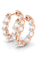 HauteCarat Emerald Cut Lab Created Diamond Inside Out Hoop Earrings in Rose Gold at Nordstrom