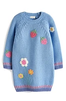 NEXT Kids' Floral Appliqué Sweater Dress & Tights Set Blue at Nordstrom,