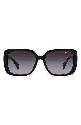 RALPH 55mm Gradient Rectangular Sunglasses in Shiny Black at Nordstrom