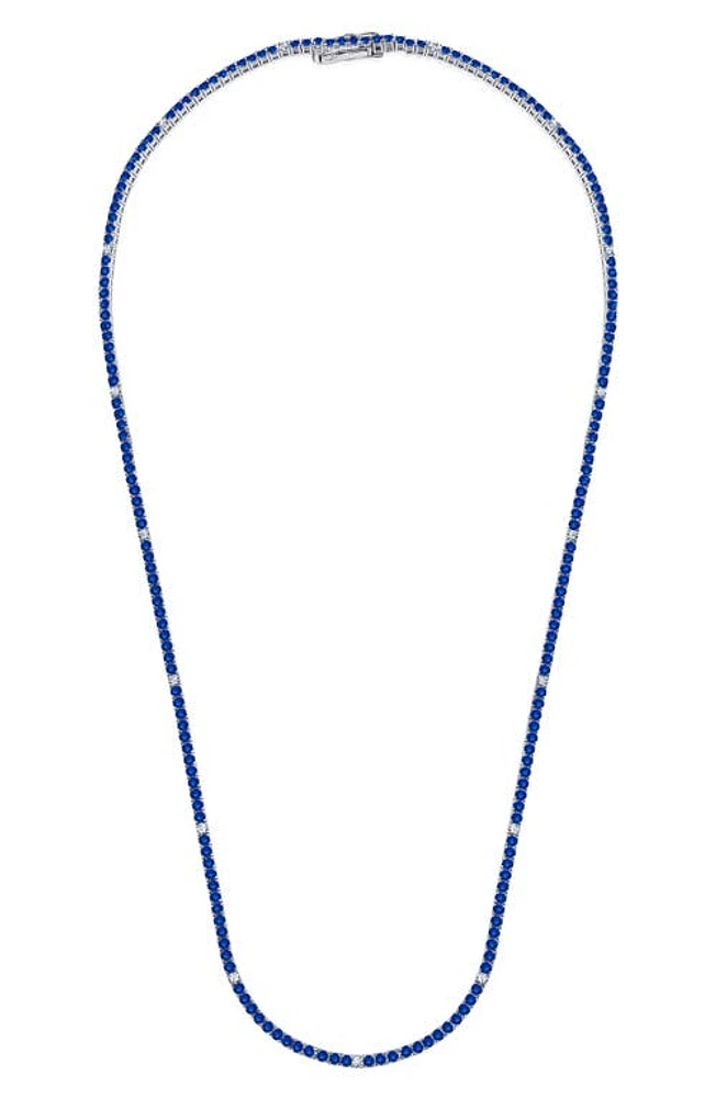 Crislu Cubic Zirconia Tennis Necklace in Sapphire at Nordstrom