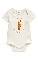 POLISHED PRINTS All the Good Vibes Organic Cotton Bodysuit in Eggnog at Nordstrom, Size 18M