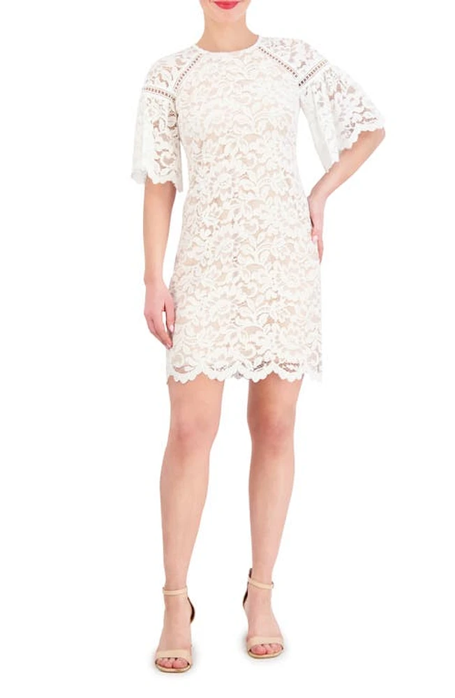 Vince Camuto Scallop Hem Lace Dress Ivory Beige at Nordstrom,