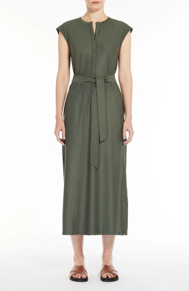 Max Mara Leisure Megaton Belted Jersey Maxi Dress Dark Green at Nordstrom,