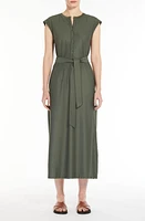 Max Mara Leisure Megaton Belted Jersey Maxi Dress Dark Green at Nordstrom,