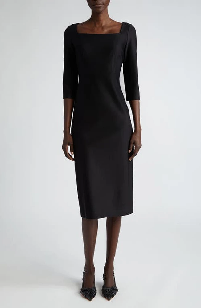 St. John Collection Square Neck Interlock Sheath Dress Black at Nordstrom,