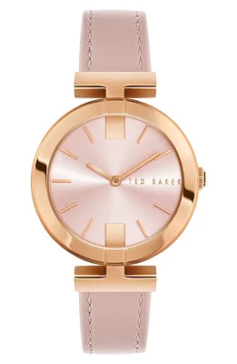 Ted Baker London Darbey 2H Leather Strap Watch, 36mm in Rose Gold/Pink/Pink at Nordstrom