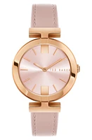 Ted Baker London Darbey 2H Leather Strap Watch, 36mm in Rose Gold/Pink/Pink at Nordstrom