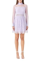 Endless Rose Mixed Lace Long Sleeve Cocktail Dress at Nordstrom,