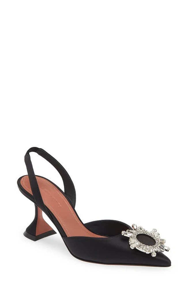 Amina Muaddi Begum Crystal Pointed Toe Slingback Pump Black at Nordstrom,