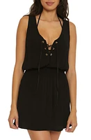 Becca Ponza Plunge Lace-Up Cover-Up Dress at Nordstrom,