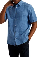 Ted Baker London Verdon Relaxed Fit Solid Short Sleeve Cotton Seersucker Button-Up Shirt at Nordstrom,