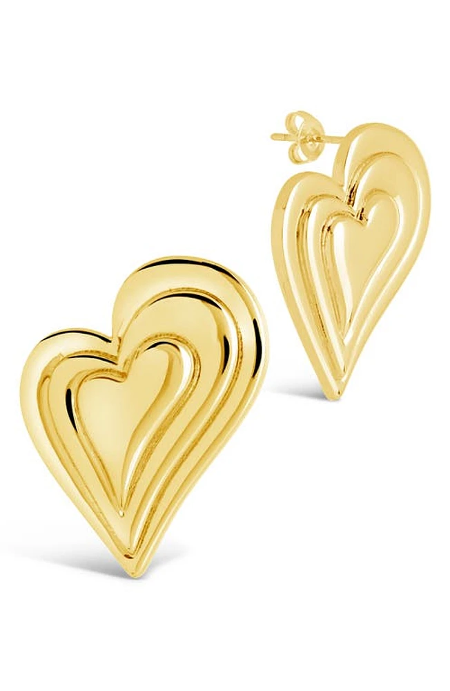 Sterling Forever Beating Heart Post Earrings in Gold at Nordstrom