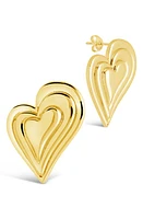 Sterling Forever Beating Heart Post Earrings in Gold at Nordstrom