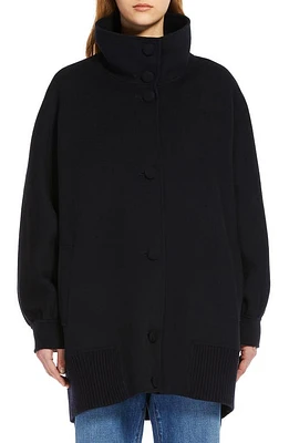 Weekend Max Mara Rete Wool Blend Button-Up Coat Navy at Nordstrom,