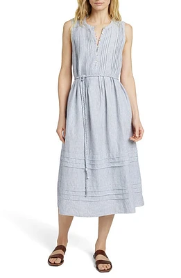 Faherty Isha Stripe Linen Midi Dress Blue Mini at Nordstrom,