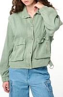 BLANKNYC Linen & Cotton Utility Jacket Ocean Eyes at Nordstrom,