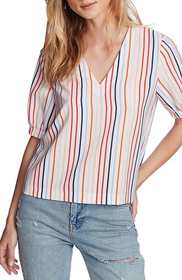 Court & Rowe Tropical Stripe Blouse Ultra White at Nordstrom,