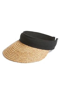 Nordstrom Plaited Straw Visor in Black Combo at Nordstrom