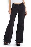 Wash Lab Denim Willa Sailor Wide Leg Jeans Onyx at Nordstrom,