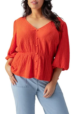 Sanctuary Textured Peplum Top Spicy Orange at Nordstrom,