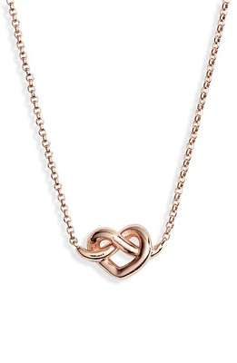 Kate Spade New York loves me knot mini pendant necklace in Rose Gold at Nordstrom