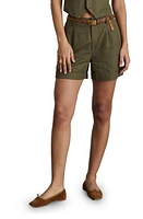 Alex Mill Pleated High Waist Twill Shorts in Puglia Olive at Nordstrom, Size 4