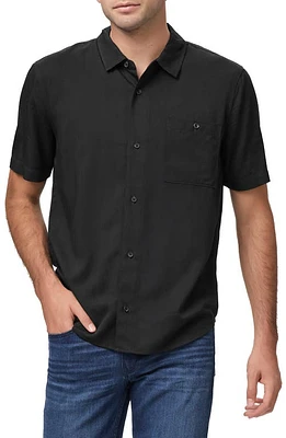 PAIGE Wilmer Short Sleeve Button-Up Shirt Black at Nordstrom,