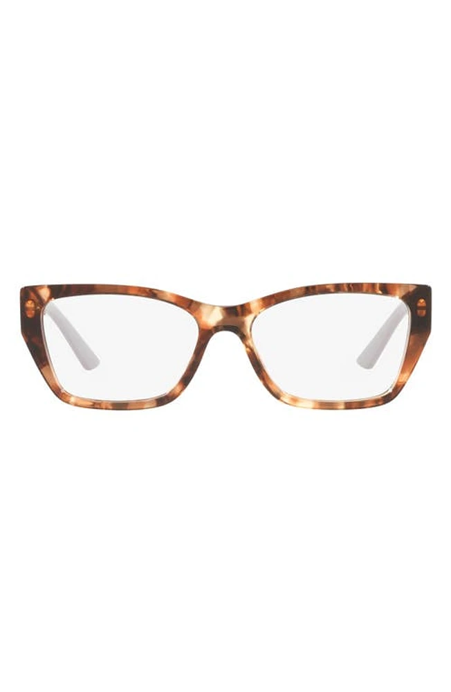 Prada 52mm Rectangular Optical Glasses in Brown Tort at Nordstrom