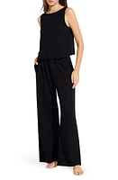 Eberjey High Waist Organic Linen Lounge Pants Black at Nordstrom,