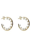 Argento Vivo Sterling Silver Imitation Pearl Hoop Earrings in Gold at Nordstrom