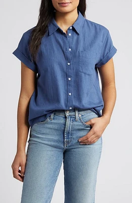 caslon(r) Linen Blend Camp Shirt at Nordstrom,