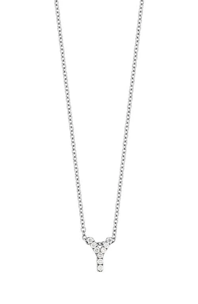 Bony Levy 18k Gold Pavé Diamond Initial Pendant Necklace in Gold - Y at Nordstrom