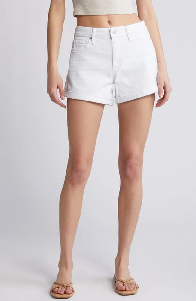 PAIGE Dylan Cuff Denim Shorts Lived Crisp White at Nordstrom,