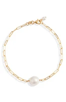 Poppy Finch Cultured Pearl Chain Bracelet in 14Kyg at Nordstrom, Size 7