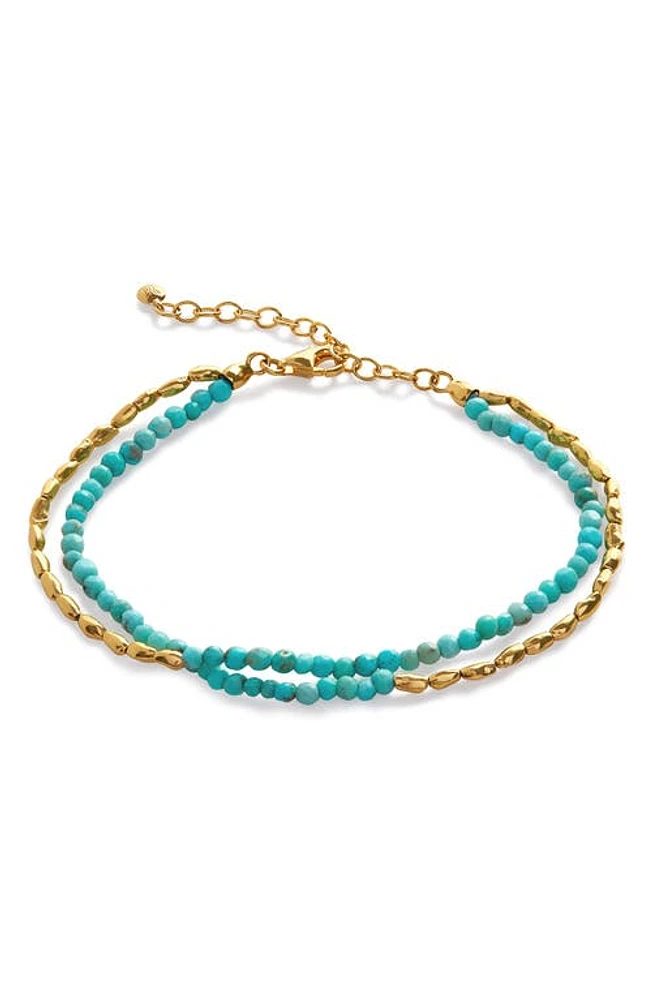 Monica Vinader Mini Nugget Layered Stone Bracelet in 18Ct Gold Vermeil /Turquoise at Nordstrom