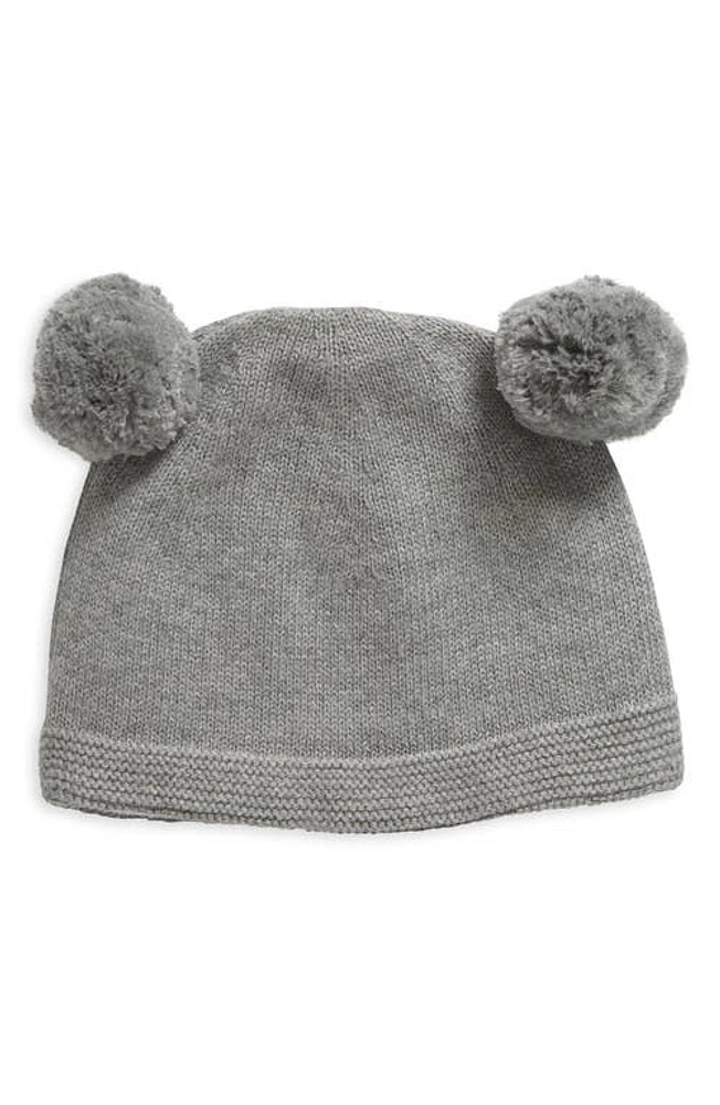 Pink Lemonade Double Pompom Organic Cotton Beanie in Light Grey Mel at Nordstrom