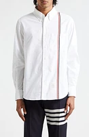 Thom Browne Straight Fit Cotton Poplin Button-Down Shirt White at Nordstrom,