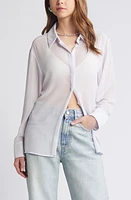 Open Edit Oversize Semisheer Button-Up Shirt at Nordstrom,