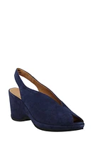 L'Amour des Pieds Odetta Slingback Wedge Navy Suede at Nordstrom,