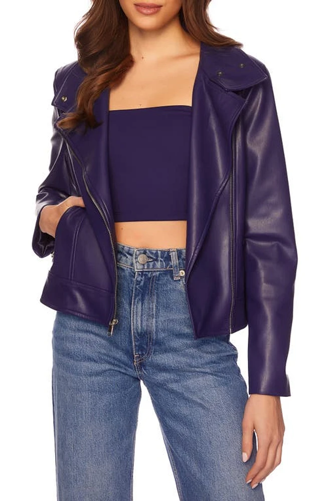 Susana Monaco Faux Leather Moto Jacket Thunder at Nordstrom,