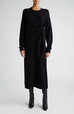 Maria McManus Knot Long Sleeve Recycled Cashmere & Organic Cotton Sweater Dress Black at Nordstrom,