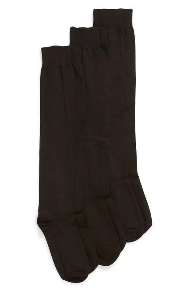 Hue 3-Pack Flat Knit Knee High Socks in Black Pack at Nordstrom