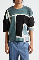 Homme Plissé Issey Miyake Landscape Colorblock Pleated T-Shirt Blue Multi at Nordstrom,