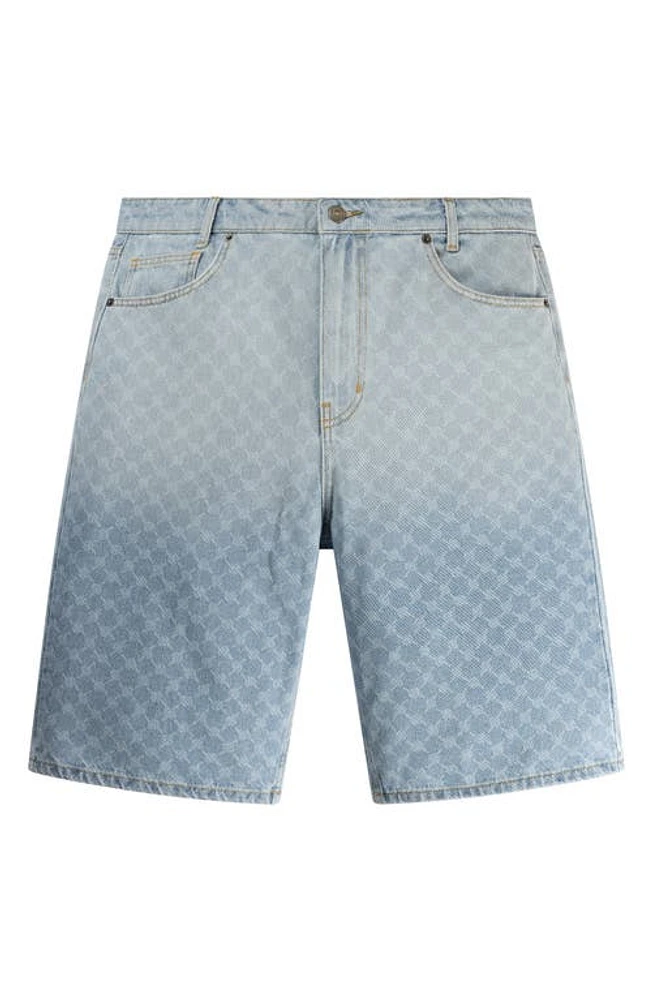 DAILY PAPER Monogram Denim Shorts in Mid Blue at Nordstrom, Size Medium