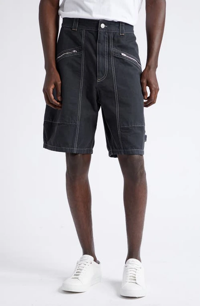 Isabel Marant Feoni Baggy Carpenter Shorts Faded Black at Nordstrom,