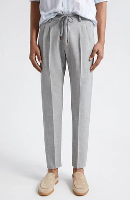 Eleventy Drawstring Waist Wool, Silk & Linen Pants Light Gray Melange at Nordstrom, Us