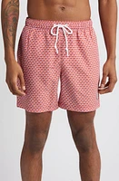 Original Penguin Geometric Print Swim Trunks in Red Dahlia at Nordstrom, Size Xx-Large